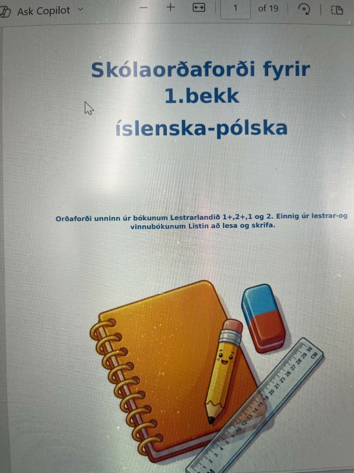 Skólaorðaforði fyrir 1.bekk, íslenska - pólska